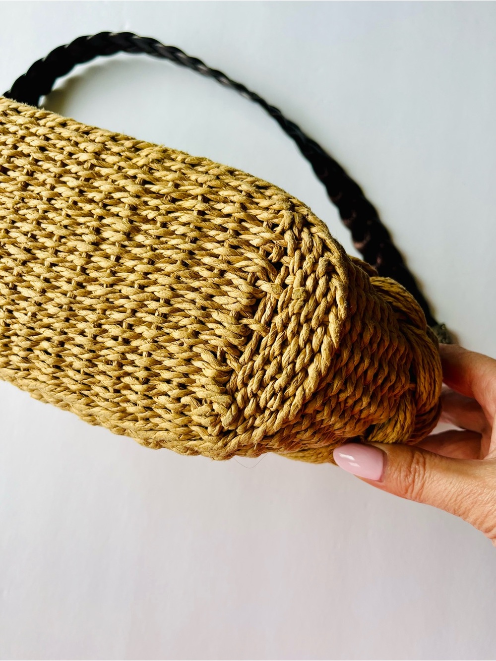 Brighton Straw Woven Shoulder Bag Brown Leather Braided Handle Beach Tote Purse - Picture 11 of 16